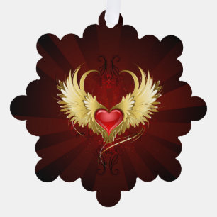 Rood Hart met Gouden Vleugels Ornament Kaart