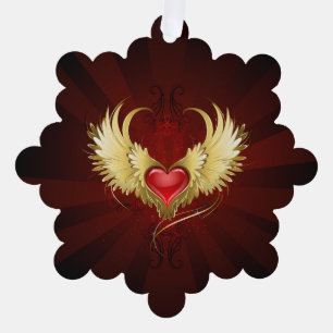 Rood Hart met Gouden Vleugels Ornament Kaart