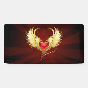 Rood Hart met Gouden Vleugels Spandoek