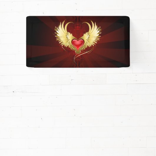 Rood Hart met Gouden Vleugels Spandoek (Insitu)