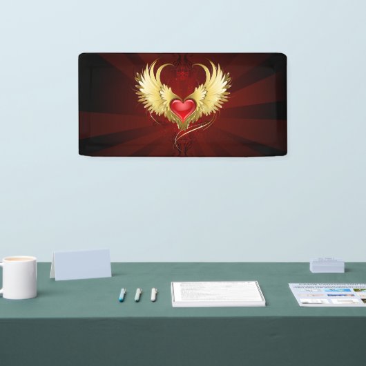 Rood Hart met Gouden Vleugels Spandoek (Beurs)