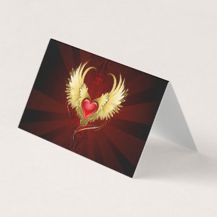 Rood Hart met Gouden Vleugels Visitekaartjes