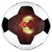 Rood Hart met Gouden Vleugels Voetbal (Gedraaid)