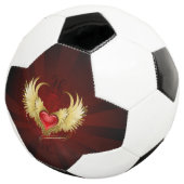 Rood Hart met Gouden Vleugels Voetbal (Drie kwart)