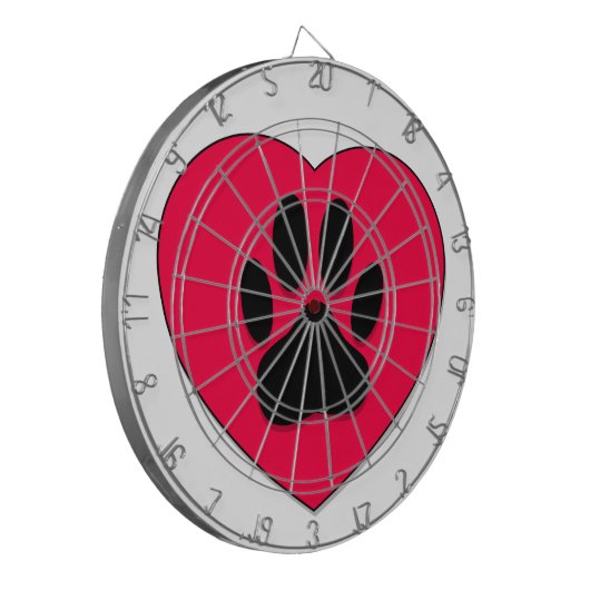 Rood hart met hoge-donkerdruk dartbord (Voorkant Links)