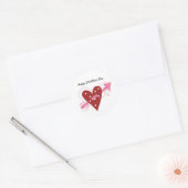 Rood hart met Pijl-Valentijnsdag Ronde Sticker (Envelop)