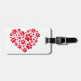 rood hart met poten, dierlijk voedingspatroon bagagelabel