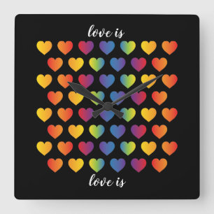 rood hart met spiekelpatroon vierkante klok