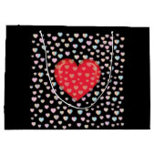 rood hart met spikkelspatroon groot cadeauzakje (Achterkant)