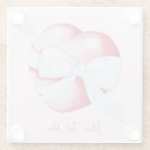 rood hart met wit boogvormig origineel kunstontwer glazen onderzetter (Achterkant)