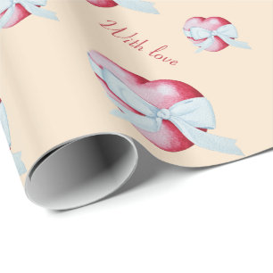 rood hart met witte boeg originele kunstliefde cadeaupapier