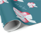 rood hart met witte lintboeg oorspronkelijke kunst cadeaupapier (Rol Hoek)