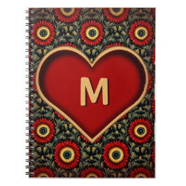 rood hart monogram Notitieboek