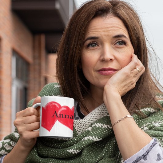 Rood  hart Naam Two-Tone Coffee Mok