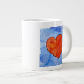 Rood hart op blauw 2011 extra grote mok (Voorkant rechts)