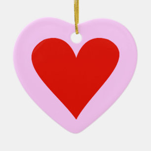 Rood hart op een keramische harthanger keramisch ornament
