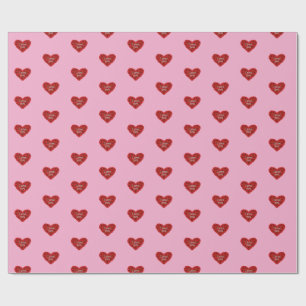 Rood hart op roze achtergrond Inpakpapier liefde