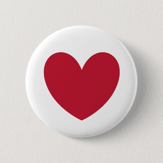 Rood hart op wit ronde button 5,7 cm (Voorkant)