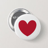 Rood hart op wit ronde button 5,7 cm (Voorkant /achterkant)