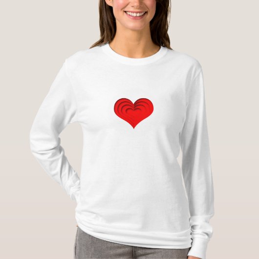 Rood hart op wit t-shirt (Voorkant)