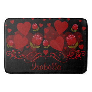 Rood hart, rode rozen voor Valentijnsdag Bath Mat