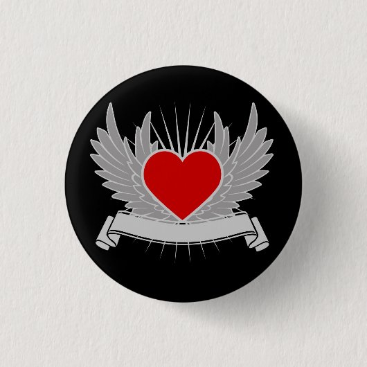 Rood hart ronde button 3,2 cm (Voorkant)