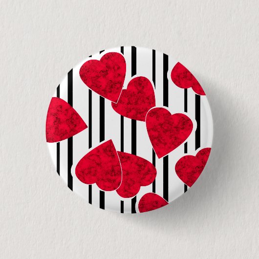 Rood hart ronde button 3,2 cm (Voorkant)