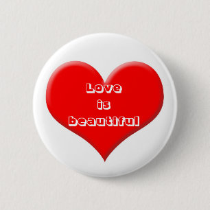 Rood hart ronde button 5,7 cm