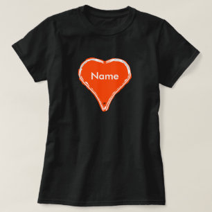 Rood hart wacht op naam t-shirt