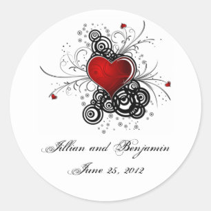 Rood Hart Zwart Swirls Sticker