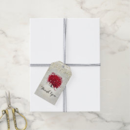 Rood hartblad onder de sterren cadeaulabel