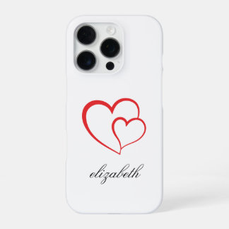 rood hartvormig met witte achtergrond gepersonalis iPhone 16 pro hoesje