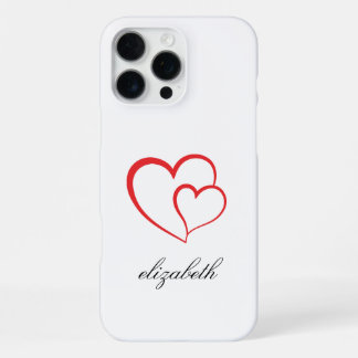 rood hartvormig met witte achtergrond gepersonalis iPhone 16 pro max hoesje