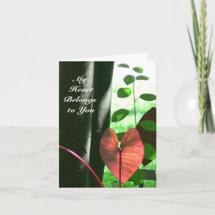 ROOD HARTVORMIG PLANT 'MIJN HART BEHOORT AAN JOU' FEESTDAGEN KAART