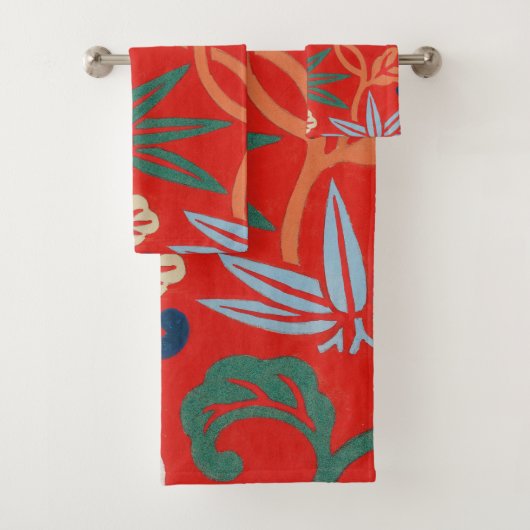 Rood Hawaiiaans Japans Kimono:  Bloemen Bad Handdoek (Insitu)