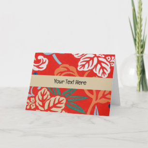Rood Hawaiiaans Japans Kimono:  Bloemen Bedankkaart
