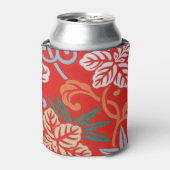 Rood Hawaiiaans Japans Kimono:  Bloemen Blikjeskoeler (Blikje Voorkant)