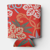 Rood Hawaiiaans Japans Kimono:  Bloemen Blikjeskoeler (Achterkant)