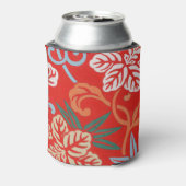 Rood Hawaiiaans Japans Kimono:  Bloemen Blikjeskoeler (Blikje Achterkant)