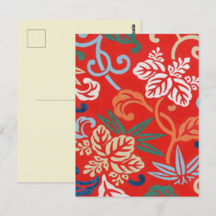 Rood Hawaiiaans Japans Kimono:  Bloemen Briefkaart