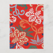 Rood Hawaiiaans Japans Kimono: Bloemen Briefkaart (Voorkant)
