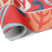 Rood Hawaiiaans Japans Kimono:  Bloemen Cadeaupapier (Rol Hoek)