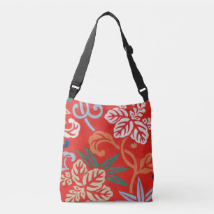 Rood Hawaiiaans Japans Kimono: Bloemen Crossbody Tas