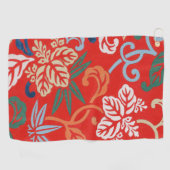 Rood Hawaiiaans Japans Kimono:  Bloemen Golfhanddoek (Horizontaal)