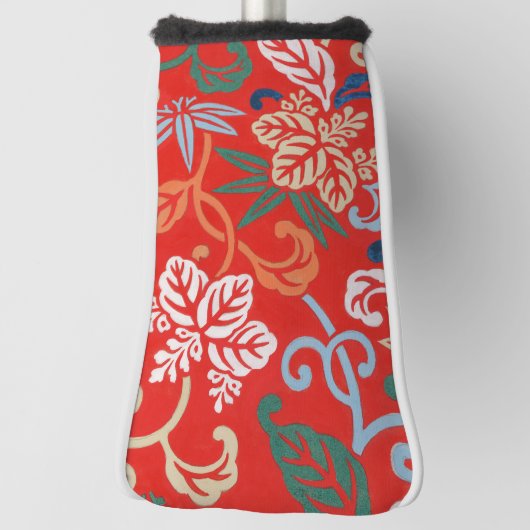 Rood Hawaiiaans Japans Kimono: Bloemen Golfheadcover (Draai 90)