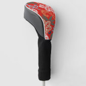 Rood Hawaiiaans Japans Kimono: Bloemen Golfheadcover (Schuin)