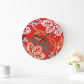 Rood Hawaiiaans Japans Kimono:  Bloemen Grote Klok (Huis)