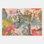 Rood Hawaiiaans Japans Kimono:  Bloemen Inpakpapier Vel (Voorkant 3)