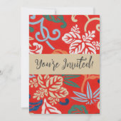 Rood Hawaiiaans Japans Kimono:  Bloemen Kaart (Voorkant)