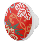 Rood Hawaiiaans Japans Kimono:  Bloemen Keramische Knop (Rechts)